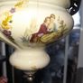 Beautiful Edwardian Hanging Oil Lamp with a Milk Glass Shade and Decorative Ceramic Reservoir Converted to Electric Image 7