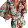 Set of chiffon tied top and shorts tropical pattern Image 5