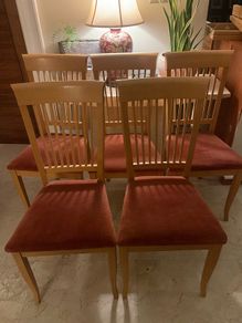 5 x Beautiful Padded Wooden Kitchen Dining Chairs - Can Deliver
