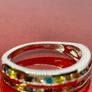 Silver ring white Diamonds and Multi gemstones Image 8