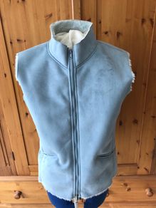 Blue Suede effect waistcoat -100%acrylic fur lining