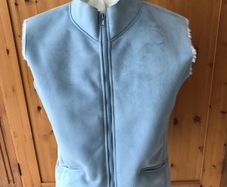 Blue Suede effect waistcoat -100%acrylic fur lining