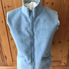Blue Suede effect waistcoat -100%acrylic fur lining