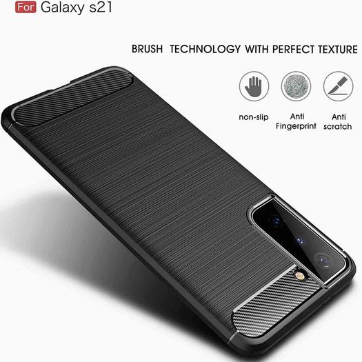 For Samsung Galaxy S21 Case Cover Carbon Fiber Design Shockproof Armor Black New - FHT32SMK3