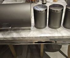 Set of Bread bin and 3 canisters