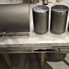 Set of Bread bin and 3 canisters