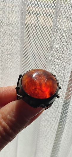 Rare Vintage Polish Rytosztuka Silver & Baltic Amber Ring