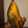 Large Hand Carved Wooden Tree Trunk Lamp - Working Image 6