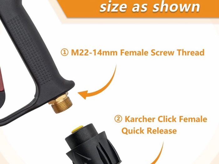 4000PSI High Pressure Washer Gun with 5 Water nozzle Tip, Cleaner Gun Car Wash Water Gun for Car Cleaning (M22 14MM Hose Connector & Karcher Quick connector)
