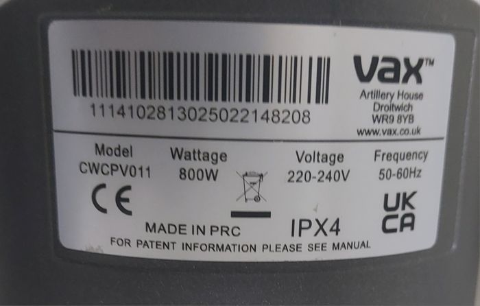 VAX Compact Power Carpet Washer + 750 ml Platinum Solution