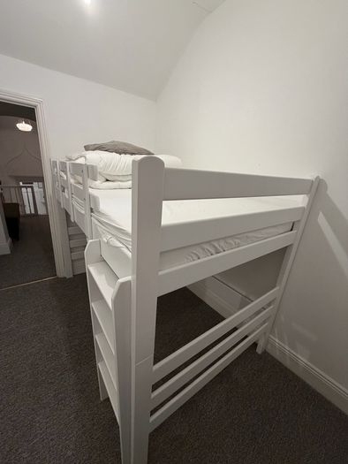 Raised loft double bed with mattress