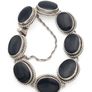 Vintage Signed Mexico Sterling Silver Onyx Chunky Bracelet Image 2
