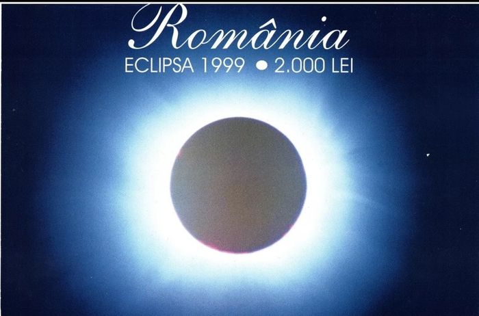 1999 Romania 2000 Lei Polymer Banknote P111b Solar Eclipse Polymer Folder