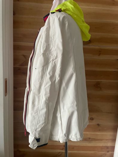 womens jacket water repellent windproof breathable Frandsen taped shoulders off white size 10/12