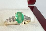 Gold 14K Yellow Gold Boyaca Colombian Emerald &amp; Diamond Ring