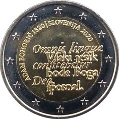 Slovenia 2 Euro Commemorative Coin 2020 - Adam Bohoric. Uncirculated.