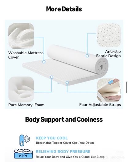 RECCI Memory Foam Mattress Topper Double Bed