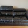 Black leather 3-seater sofa Image 5