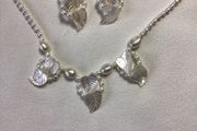 Brand New Freshwater pearls, Nacre and Sterling Silver Necklace and Earrings