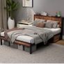Double Bed Frame with Wooden Storage Shelf Headboard Image 7
