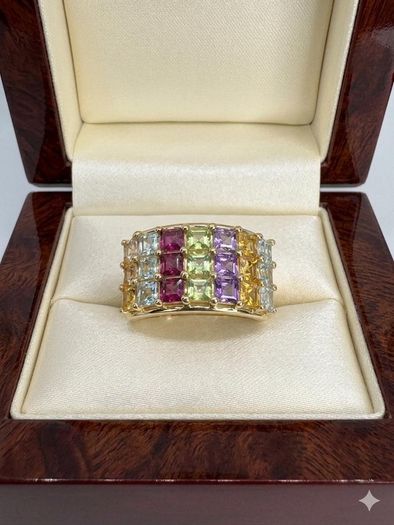 Silver Multi-Gemstone Statement Ring Harry Ivens
