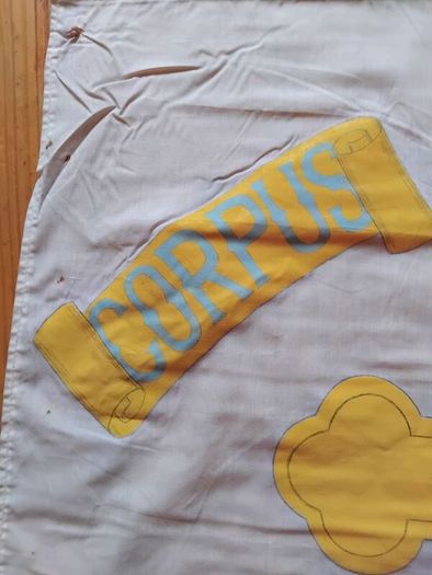 1950s hand painted religious Flag