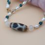 Vintage Himalayan Chain Link Tibetan Agate Dzi Beads With Pearls & Himalayan Quartz Necklace Image 9