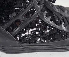 HOGAN Black Leather Sequinced High Tops Sz 40 (Fit 7-7.5UK) Rrp 295 (New)