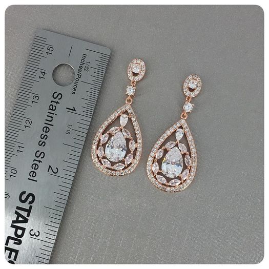 Vintage Style Crystal Dangle Rose Gold Earrings
