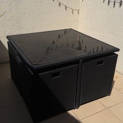 Outdoor Dinning Table Rattan Cube 4 seater