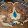 Round live edge coffee table glowing in the dark Image 10