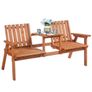 2-Seater Wooden Bench with Centre Table Image 2