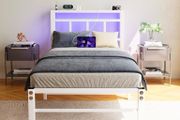 Single Bed Frame with Headboard&amp;LED Lights