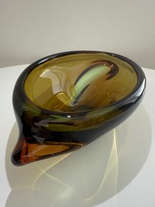 Large Czech Sommerso Art Glass Sculptural Bowl. c.1960s