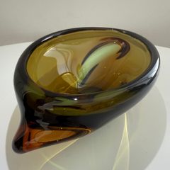 Large Czech Sommerso Art Glass Sculptural Bowl. c.1960s