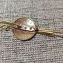 Vintage Irish Coin Brooch Pin Tie Slide attached to a brass crook design Image 2