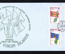 1987 British Virgin Islands The 11th Meeting of the Organization of Eastern Caribbean States - Island Maps and National Flags Presentation Pack Presented by British Virgin Islands Government.