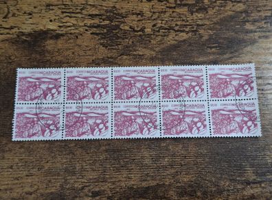 Nicaragua 1983, 8 Correos, Reforma Agraria, Block of 10, cancelled, SG #2501 - free standard postage