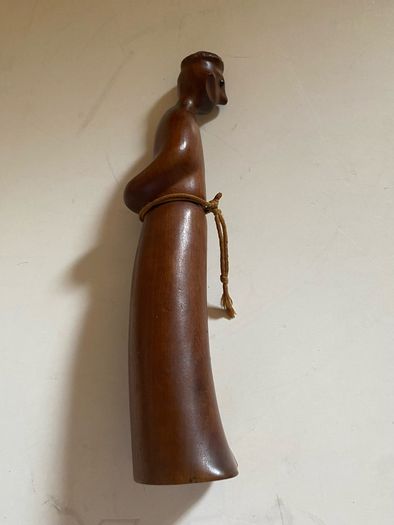 Mid-century Italian Modernist Carved Wood Figurine Of A Monk