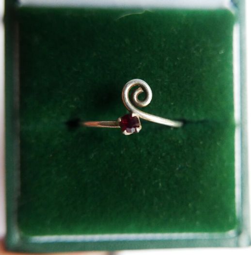 Unisex Adjustable Garnet Ring, 925 Sterling Silver Wrap Ring, Spiral Thumb Ring, Snake Toe Ring (adjustable size) 0,9g