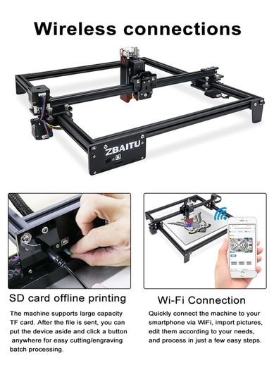 80W Laser Engraving Machine, Wood Leather Cutter Metal Glass Engraver CNC 3D Laser Printer with FAC/Wifi/10W Optical Output