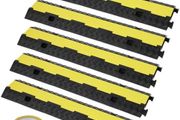 5 PCs Rubber Cable Protector Ramp 98x24x4.5 cm, 2 Channel, 12000 lbs/axle Capacity Heavy Duty Hose Wire Cover Ramp Driveway