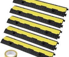 5 PCs Rubber Cable Protector Ramp 98x24x4.5 cm, 2 Channel, 12000 lbs/axle Capacity Heavy Duty Hose Wire Cover Ramp Driveway