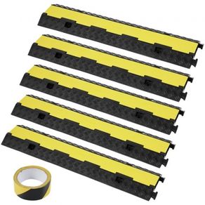 5 PCs Rubber Cable Protector Ramp 98x24x4.5 cm, 2 Channel, 12000 lbs/axle Capacity Heavy Duty Hose Wire Cover Ramp Driveway