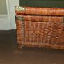 Mid Century Wicker and Rattan Storage Chest with Engraved Brass hardware Image 3