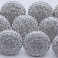 Lot of 10 Grey and White Ceramic Knobs Handmade Cupboard Door Knob Kitchen Knob