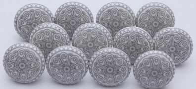 Lot of 10 Grey and White Ceramic Knobs Handmade Cupboard Door Knob Kitchen Knob