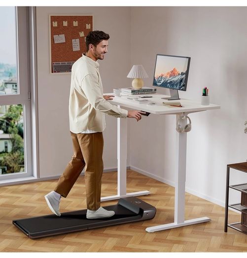 140 x 60 cm Standing Desk, Electric Height Adjustable Desk with 2 Hooks