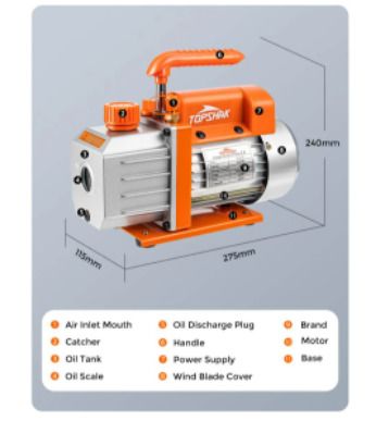 BRAND NEW 3/4CFM AC Refrigerant Vacuum Pump with Gauges HVAC Refrigeration Home Vacuum Packing Air Condition Automobile Maintenance