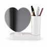 Magic mirror with photo insert and LED light with pen holder - HEART-SHAPED Image 2